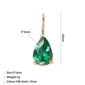 Ciondolo in zircone verde con montatura in oro 18K, misure charm a goccia 5x3mm - Maggio Verde - Oro