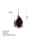 Ciondolo a goccia in zircone viola 7x5mm con castone in acciaio inossidabile argento - Giugno Viola - Argento