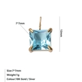 Ciondolo in zircone azzurro 7x7mm con castone classico in oro 18 carati - Marzo Blu Chiaro - Oro