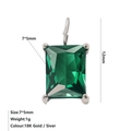 Ciondolo pietra rettangolare verde smeraldo 7x5mm in acciaio inossidabile argento - Maggio Verde - Argento