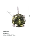 6mm olive green zircon birthstone charm with silver leverback clasp for DIY jewelry - August Light Green - Silver
