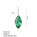 Pendentif pierre de naissance marquise verte 8x3mm avec crochet minimaliste en finition or - Mai Vert - Argent