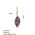 Pendente rombo con zircone viola 6x2mm placcato oro, gioiello marquise da 11mm moda - Giugno Viola - Oro
