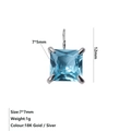 Ciondolo geometrico 7x7mm in zircone azzurro con castone a quattro griffe argentato - Marzo Blu Chiaro - Argento
