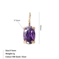 Ciondolo lussuoso zircone viola 5x3mm in acciaio inossidabile finitura dorata - Oro / Giugno Viola (Colore Alessandrite)