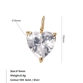 6x6mm Herz-Zirkonia-Anhänger in eleganter 18K vergoldeter Drei-Krallen-Fassung - April Weiß - Gold