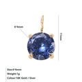6x6mm blue zircon birthstone pendant with four-prong setting in gold finish - September Royal Blue - Gold