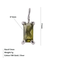 Ciondolo geometrico 6x3mm placcato oro 18K con smeraldo verde e misure indicate - Agosto Verde Chiaro - Argento