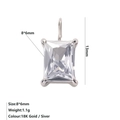 Ciondolo gioielli 8x6mm taglio smeraldo con finitura in argento lucido - Aprile Bianco - Argento