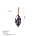 Pendentif pierre de naissance marquise violette en acier doré, taille 8x3mm - Juin Violet - Or