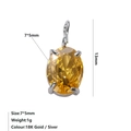 Vue détaillée du pendentif ovale avec pierre jaune de 13mm et sertissage argenté à 4 griffes - Novembre Jaune Clair - Argent
