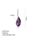 Ciondolo a rombo con zircone viola 6x2mm e castone in argento lucido per donna - Giugno Viola - Argento