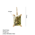 Rectangle 6x4mm olive green zircon pendant in 18K gold finish stainless steel - Gold / August Light Green (Peridot Color)