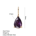 Ciondolo in zircone viola 5x3mm taglio a pera con gancio dorato in acciaio inox - Giugno Viola - Oro