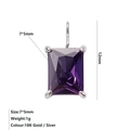 Pendente di lusso francese con zircone viola e acciaio inossidabile rettangolare - Giugno Viola - Argento
