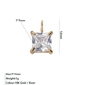 Ciondolo geometrico in zircone 7x7mm placcato oro 18K per creazione gioielli fai da te - Aprile Bianco - Oro