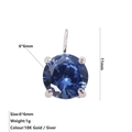 Classic 6x6mm blue zircon pendant with four-prong setting and silver finish for DIY jewelry - September Royal Blue - Silver