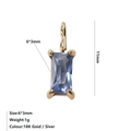 Pendente rettangolare azzurro placcato in oro 18K, dimensioni 6x3mm - Settembre Blu Reale - Oro