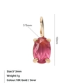 Elegante ciondolo dorato da 10mm con zircone rosa ovale 5x3mm e montatura a 4 griffe classica - Oro / Luglio Rosa Rosso