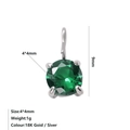 Green zircon 4x4mm round pendant with silver four-claw setting for DIY jewelry making - May Birthstone Pendant (Green) / Steel