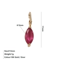 Ciondolo in zircone rosa taglio marquise placcato oro 18K con gemma da 6x2mm - Luglio Rosa - Oro