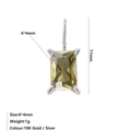 Rectangle olive green zircon pendant in silver finish measuring six by four millimeters - Steel / August Light Green (Peridot Color)