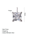 Ciondolo in zirconia cubica quadrata 7x7mm con castone d'argento a 4 griffe e altezza 12mm - Aprile Bianco - Argento