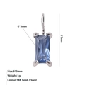 Ciondolo fai-da-te in acciaio placcato oro 18K con pietra blu rettangolare 6x3mm - Settembre Blu Reale - Argento