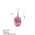 Ciondolo in zircone rosa ovale argentato, 5x3mm, con incastonatura a quattro griffe - Colore acciaio / Luglio Rosa Rosso