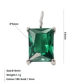 Ciondolo minimalista verde taglio smeraldo in finitura argento con incastonatura a griffe - Maggio Verde - Argento