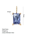 Rectangle light blue zircon pendant 6x4mm in gold plated stainless steel setting - Gold / September Royal Blue (Sapphire Color)