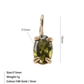 Ciondolo in zircone ovale verde oliva con castone in acciaio inossidabile oro 18K - Oro / Agosto Verde Chiaro (Colore Peridoto)
