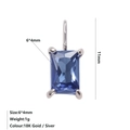 Elegant 6x4mm dark blue rectangular zircon pendant with polished stainless steel base - Steel / September Royal Blue (Sapphire Color)