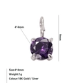 Purple cubic zirconia round pendant with 18K gold or silver plated prong setting - June Birthstone Pendant (Purple) / Steel