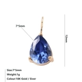 Ciondolo a goccia in zircone blu scuro 7x5mm con base in acciaio placcato oro 18 carati - Settembre Blu Reale - Oro