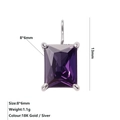 Ciondolo rettangolo con pietra viola 8x6mm incastonata in argento da 1,1g - Giugno Viola - Argento
