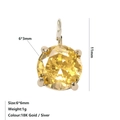 Minimalist 6x6mm round cut yellow zircon pendant in a premium four-prong setting - November Light Yellow - Gold