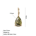 Ciondolo a goccia in zircone verde oliva e acciaio inossidabile dorato 18K, misura 5x3mm - Agosto Verde Chiaro - Oro