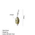 Pendente marquise in zircone verde oliva con castone in argento alto 11 mm totale - Agosto Verde Chiaro - Argento