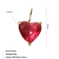 Eleganter 18K vergoldeter Ohrring mit einem 6mm herzförmigen roten Zirkonia - Juli Rosenrot - Gold