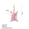 Elegant 18K gold plated pendant with a 6x4mm rectangular pink zircon stone setting - Gold / October Pink
