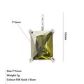 Ciondolo rettangolare con gemma verde oliva finitura argento 7x5mm per gioielli fai-da-te - Agosto Verde Chiaro - Argento