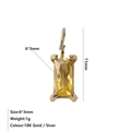 Ciondolo rettangolare 6x3mm con gemma gialla in acciaio inossidabile placcato oro 18K - Novembre Giallo Chiaro - Oro