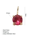4x4mm round red zircon pendant charm in gold plated setting for DIY jewelry making - July Birthstone Pendant (Rose Red) / Gold
