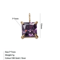 Pendente con zircone viola taglio princess placcato oro 18K misura 7x7mm - Giugno Viola - Oro