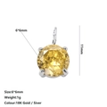 Delicate 6x6mm yellow zircon round pendant with 18k gold plating for DIY jewelry - November Light Yellow - Silver