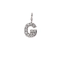 Mini silver 14K gold plated letter G pendant with micro-pave cubic zirconia crystals - Letter G / Steel