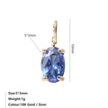 Ciondolo in zircone blu ovale 5x3mm stile francese con base in acciaio placcato oro 18K - Oro / Settembre Blu Reale (Colore Zaffiro)