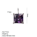 Ciondolo in zirconia viola taglio princess 7x7mm con castone a quattro griffe - Giugno Viola - Argento