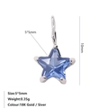 Macro view of blue star-shaped zircon pendant with precise 5x5mm dimensions and silver base - September Royal Blue - Silver